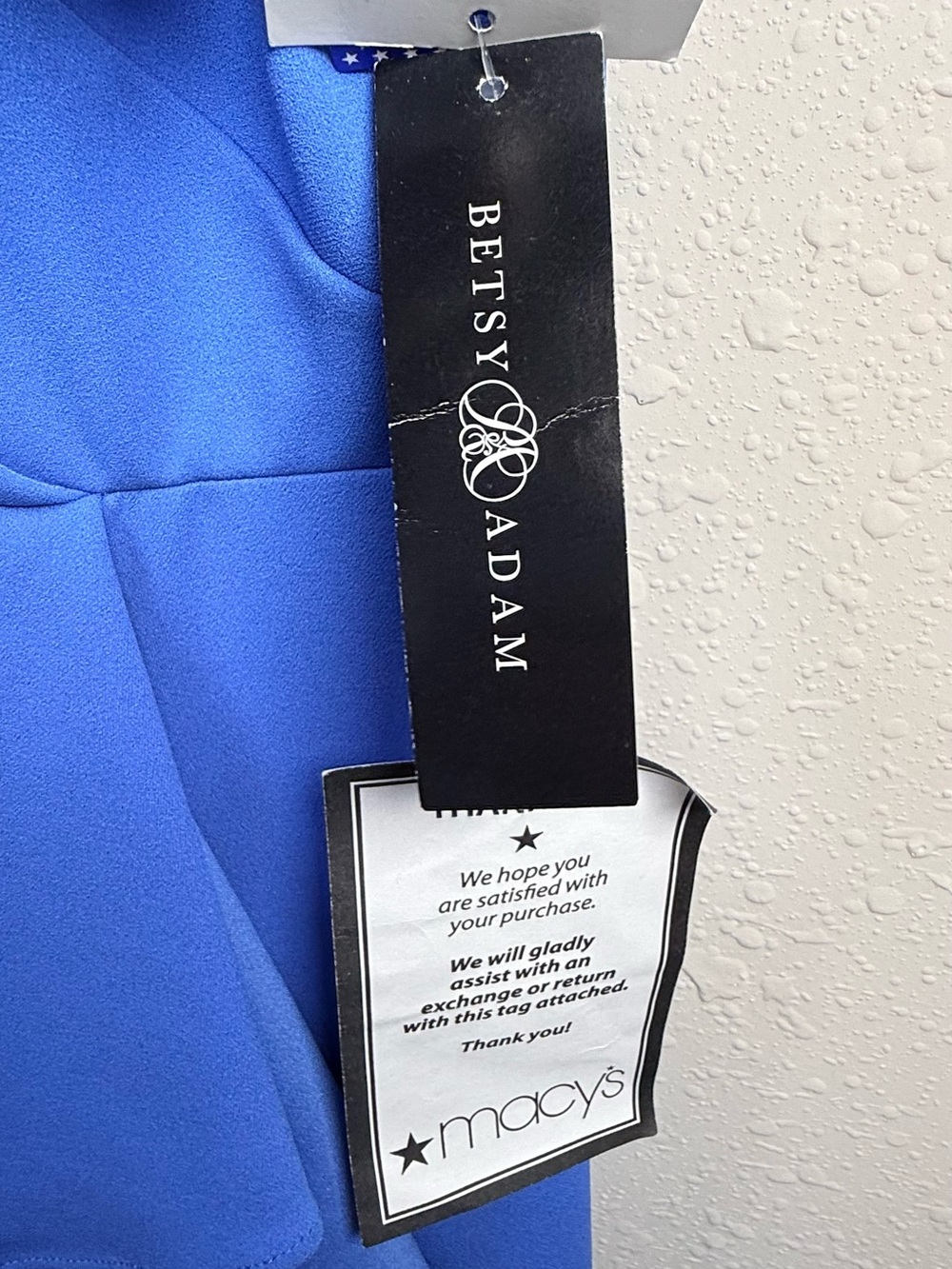 Betsy & Adam Cobalt Blue Ruffle Front Formal Maxi Gown Draped V Neck - Picture 5 of 13